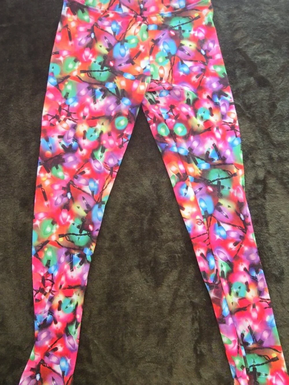 Justice Girls Christmas Lights Print Leggings Size 10 Holiday